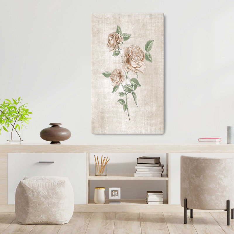 "Blush Rose Botanical I" par Natalie Carpentieri, reproduction sur toile, H 18 po x l 30 po x P 1 po