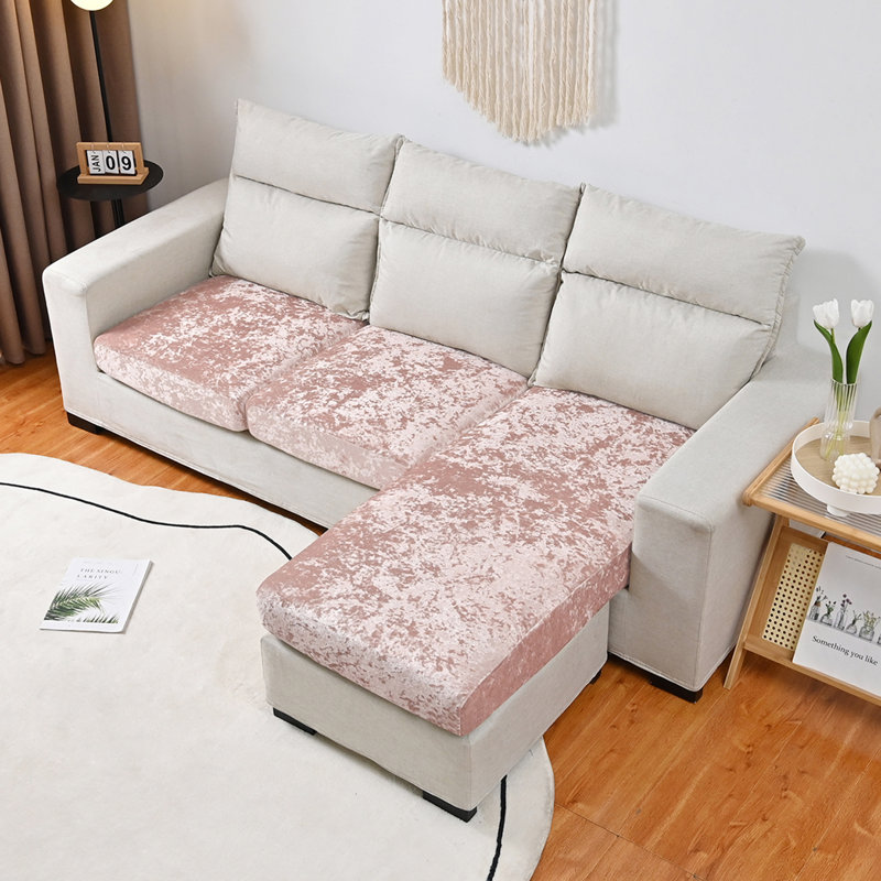 Housse pour canapé à coussins carrés/rectangulaires, Champagne, 9" H x 71 W x 33" D