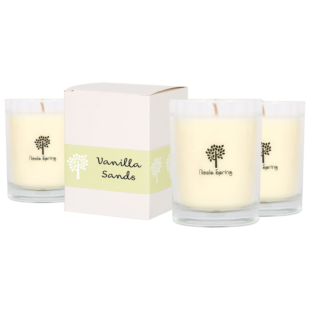 Nicola Spring 160g Vanilla Sands Soy Wax Candles - Pack of 3 Glass Jars