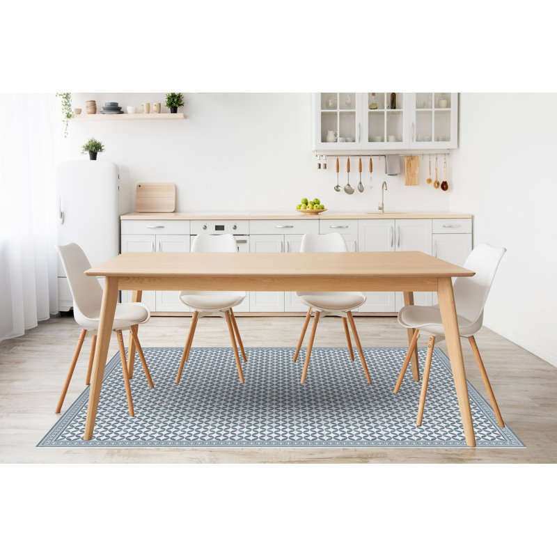 Emelye Vinyl Machine Printed Area Rug, Rectangle 3'3.4" x 4'11.1"