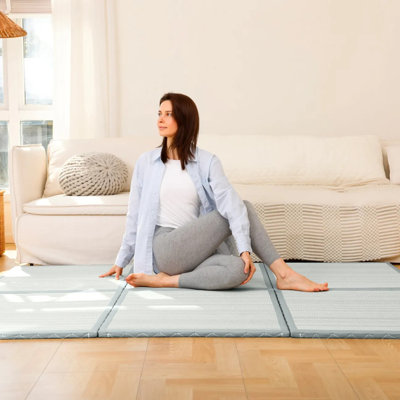 Zonli CocoShield Modular Tatami Mat, Coco Fiber, Sleep,Yoga, 0.8"/1", Gray, Queen