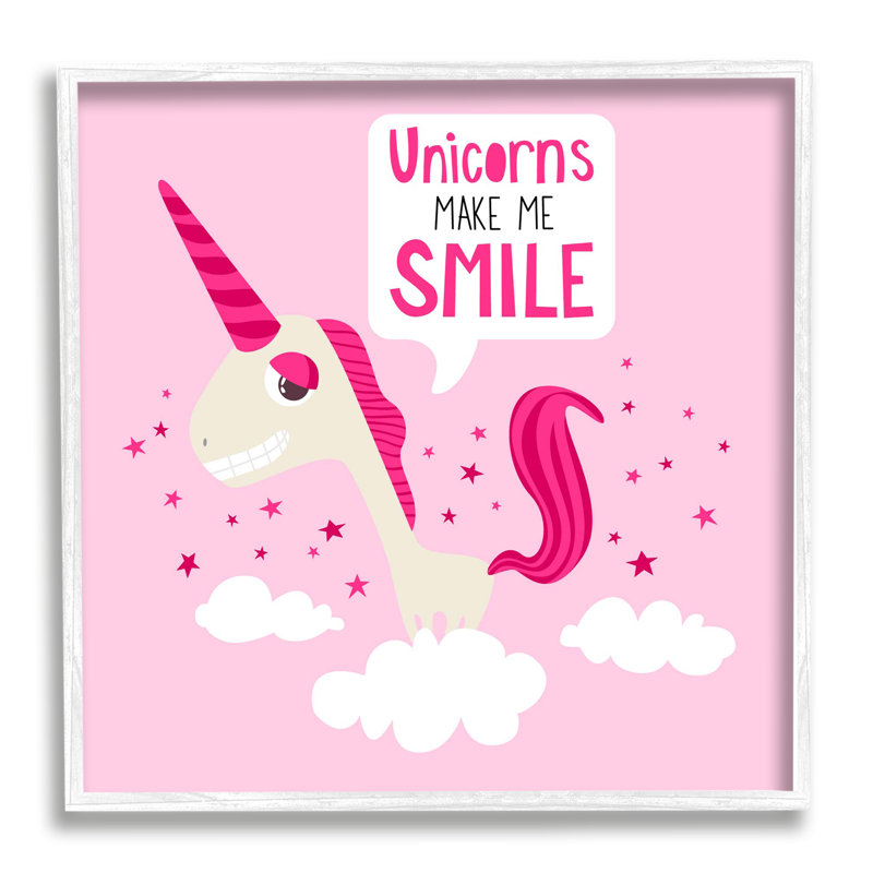 «Unicorns Make Me Smile Expression Happy Pink Unicorn» par Make Beaucoup Studios - impression, H 12 po x l 12 po x P 1,5 po