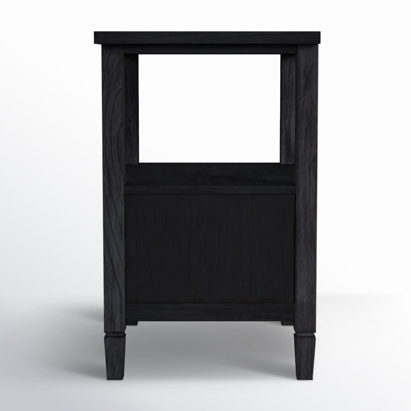 Flagstaff 1-Drawer Cane Nightstand, Washed Black