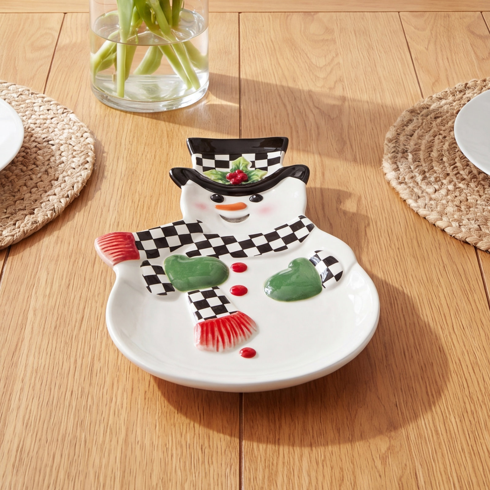 Christmas Tree Snowman Dish