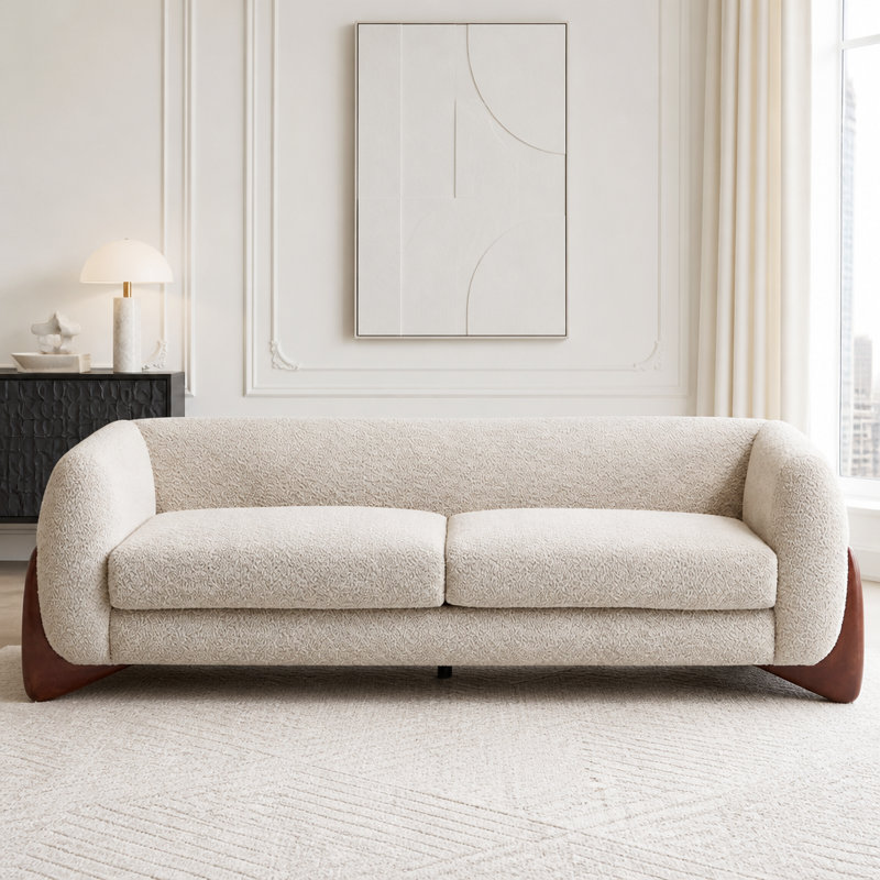 Boucle Sherpa Sofa in Off-White, Boucle d'amande