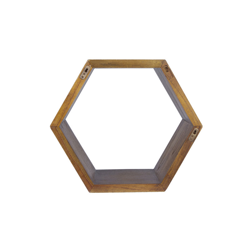Cray Hexagon Oak Solid Wood Accent Shelf