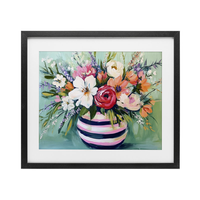 «Chic Vase Abstract Bouquet», reproduction encadrée sous verre, design par Petal Prints Design, 13" H x 16" W