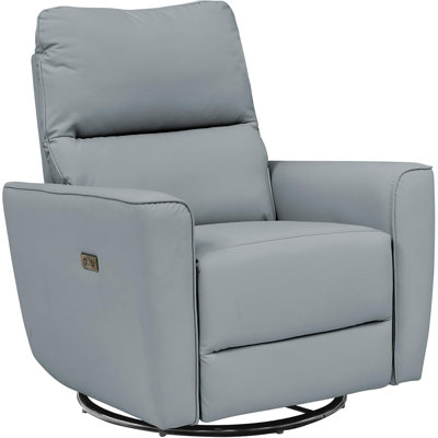 Swivel Rocking Recliner Chair, Faux Leather Glider Nursery Chair with Armrests