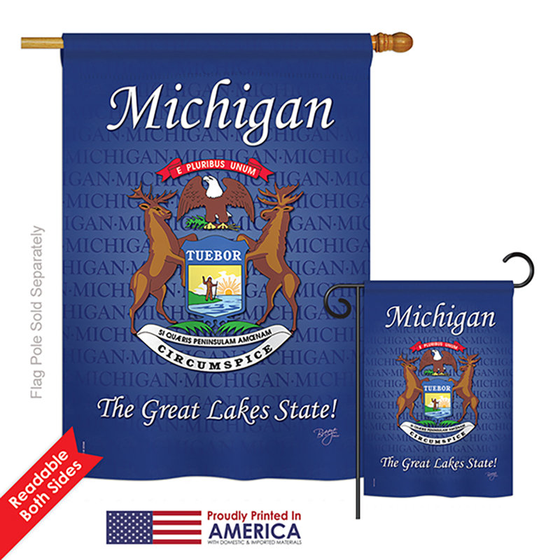 Ensemble de 2 drapeaux en polyester vertical 2 côtés à impressions américaines de michigan