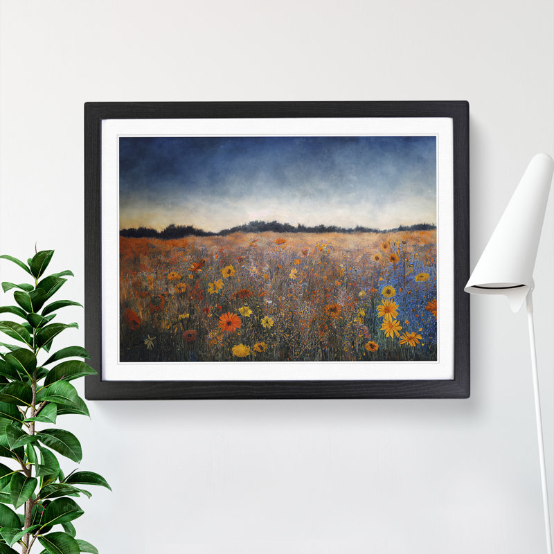 Incomparable Wildflowers Floral - Single Picture Frame Painting, 34cm H x 46cm W x 2cm D, Black