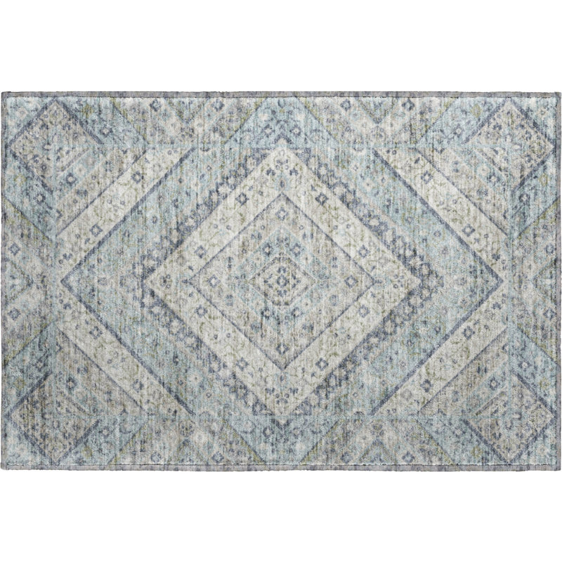 Premium Machine Washable Mayfield AMF2195 geometric Rug, 1'8" x 2'6", Sky