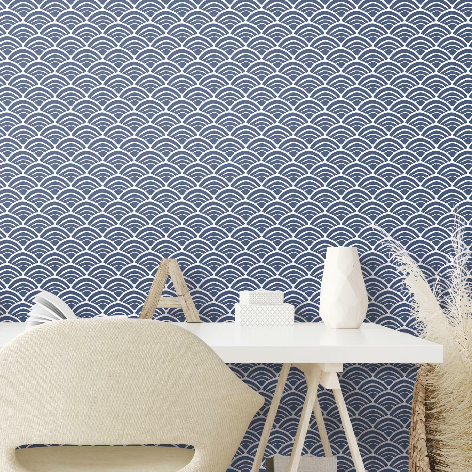 Jane Modern Peel & Stick Geometric Wallpaper, Blue