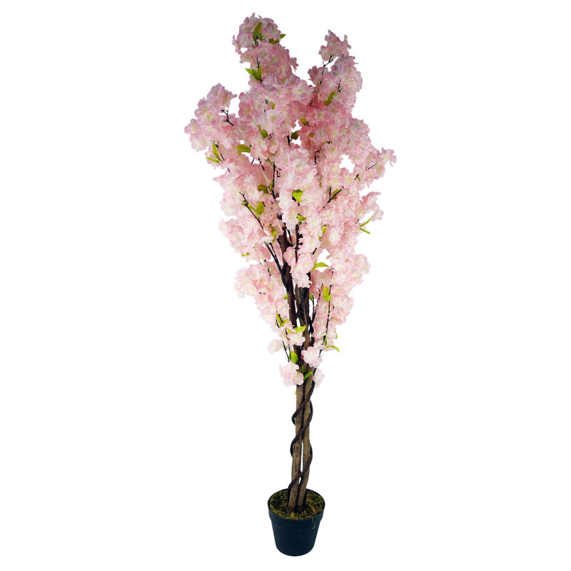 Plastic, Silk Artificial Arrangement in Planter, Pink
