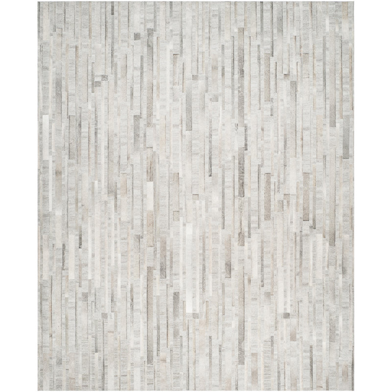 Sevastopol Studio Leather Hand Woven Leather And Viscose Geometric Rug, Rectangle 5' x 8'