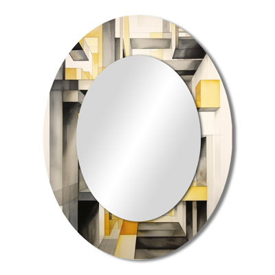 Miroir mural moderne jaune et gris Intersecting Realities II