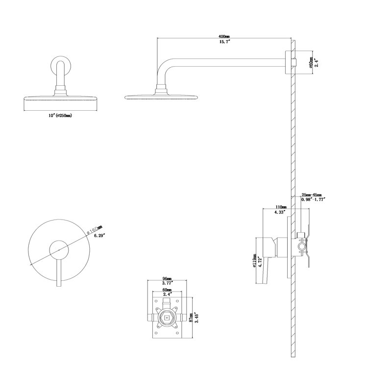 Complete Shower System with Rough in-Valve, Brushed Nickel
