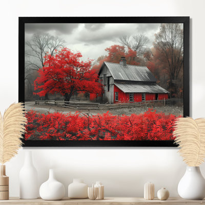 Rouge et gris Autumn Barn Refuge II - Art mural de grange