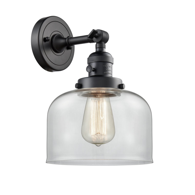 Applique murale 1 lumière 5 po Bell, Ampoule à DEL rétro de 3,5 W, Clair, Noir mat