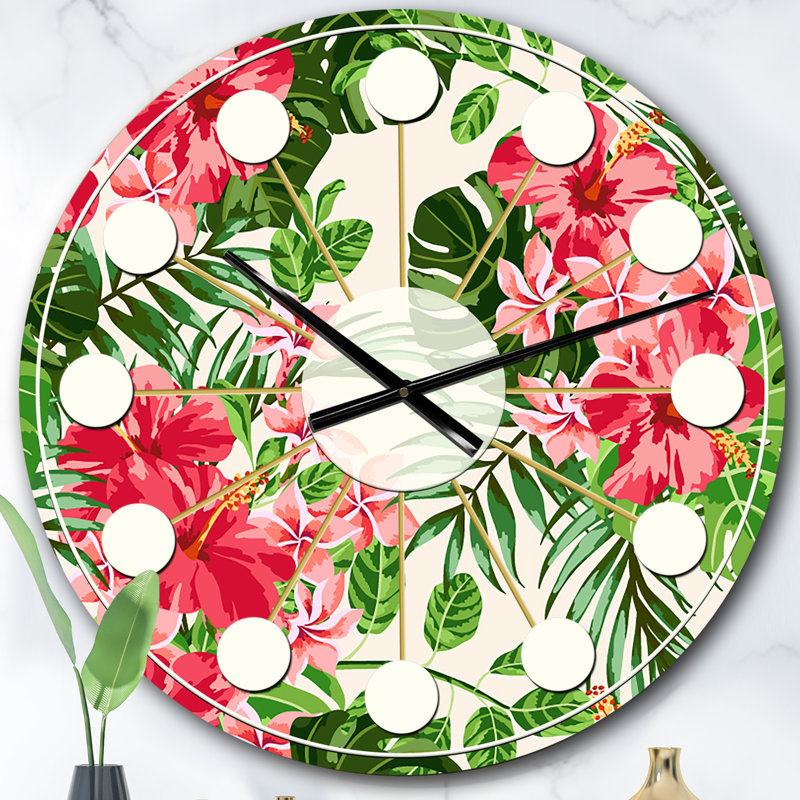 Horloge murale style tropical Mid-Century, Surdimensionné