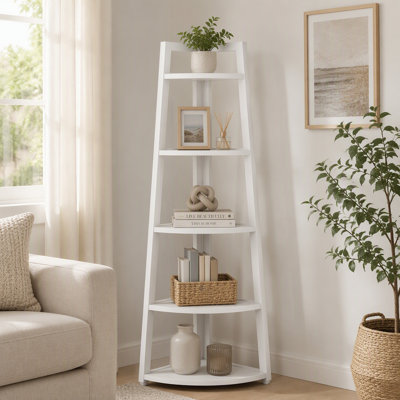 70" Corner Shelf, 5 Tier Corner Storage Rack Ladder Bookcase