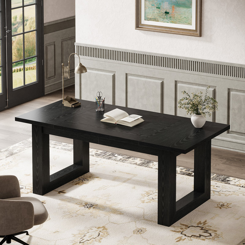 Bureau de direction 63 pouces, bureau moderne en bois, Noir
