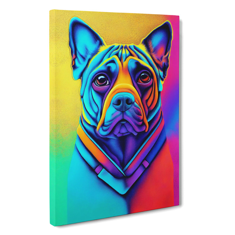 Neon Dog No.4 - Wrapped Canvas, 50cm H x 35cm W x 3cm D
