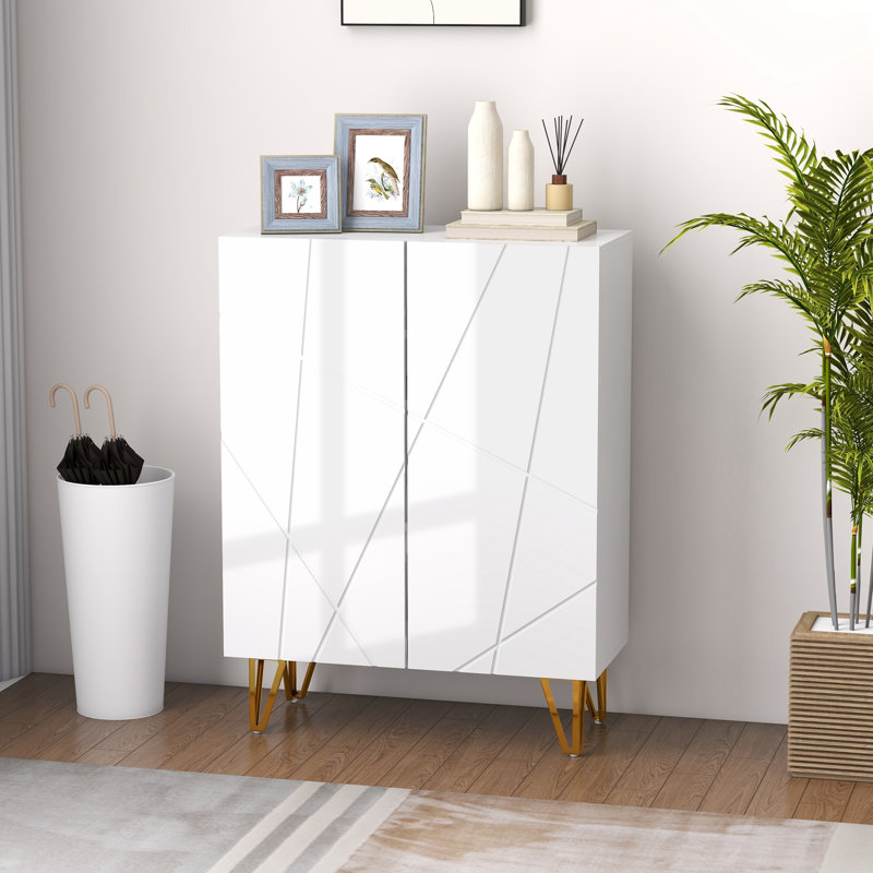Armoire à chaussures étroite, blanc, Blanc