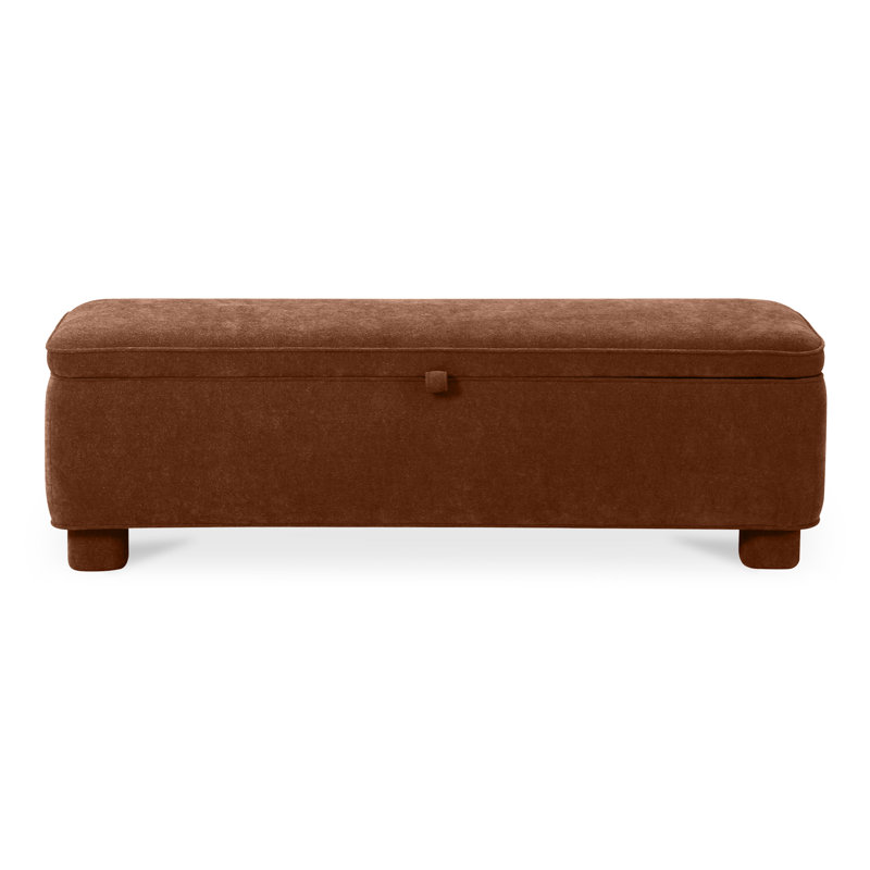 Grant Polyester Blend Upholstered Storage Bench, Deep Orange Tweed