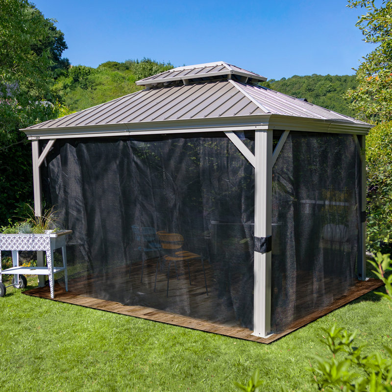 Monaco 12' x 12' Champagne Aluminum Hardtop Gazebo