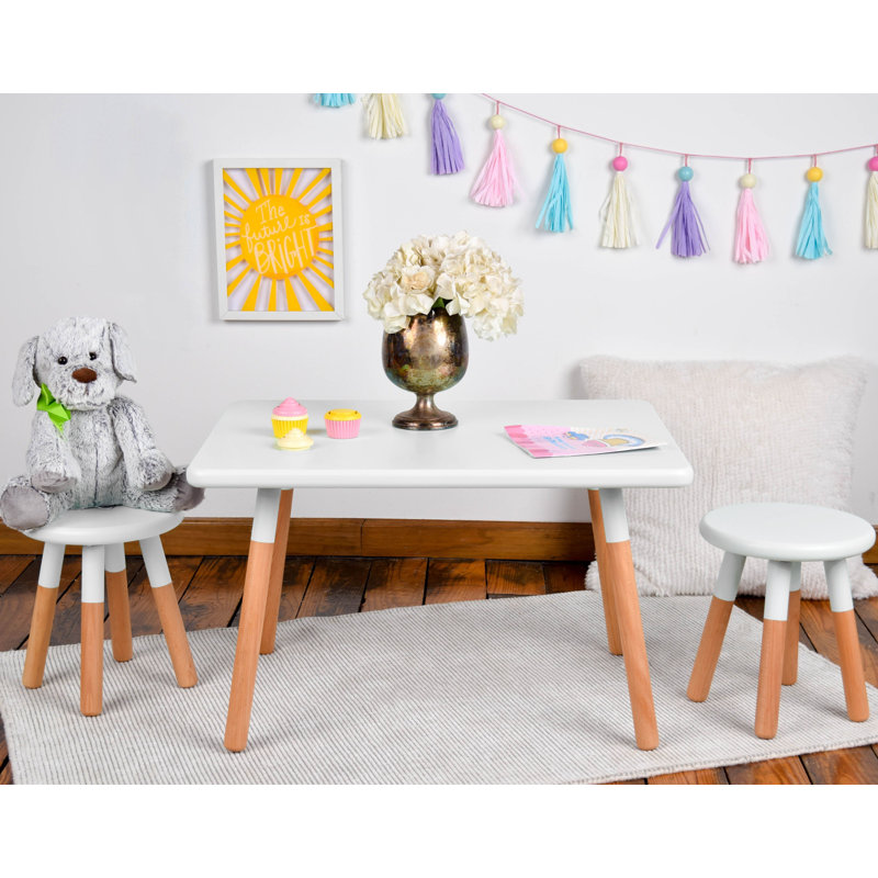 Addington Kids 3 Piece Writing Table and Stool Set, White