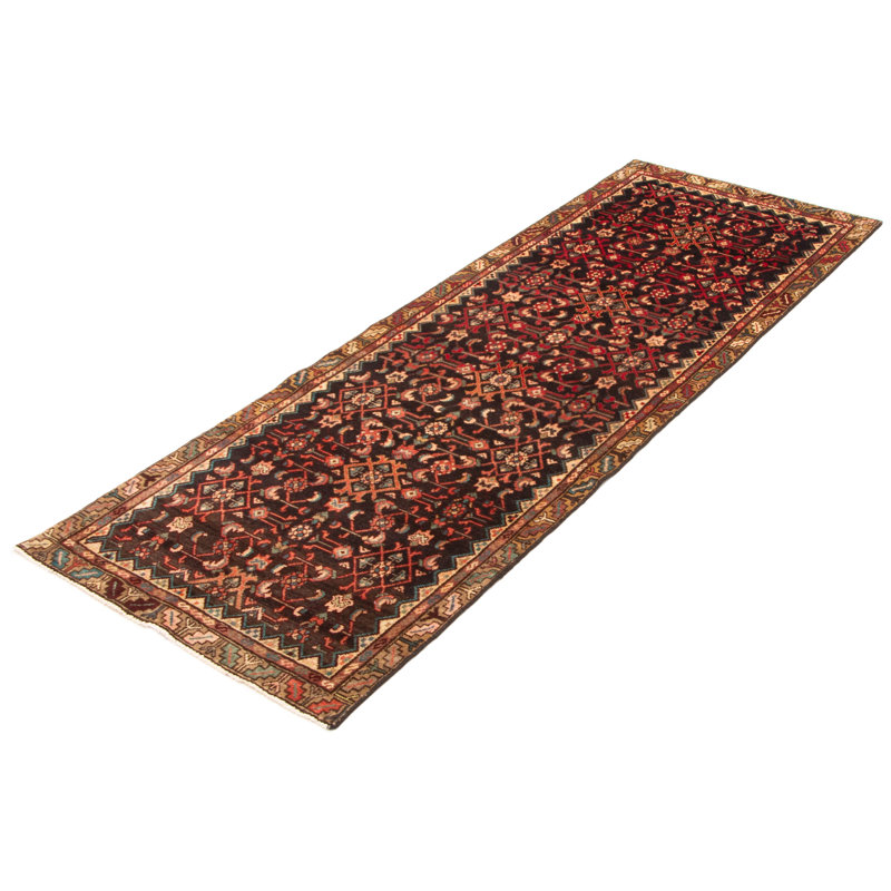 Tapis noir fait à la main de conception unique 3 pi 3 po x 9 pi 3 po Andelz