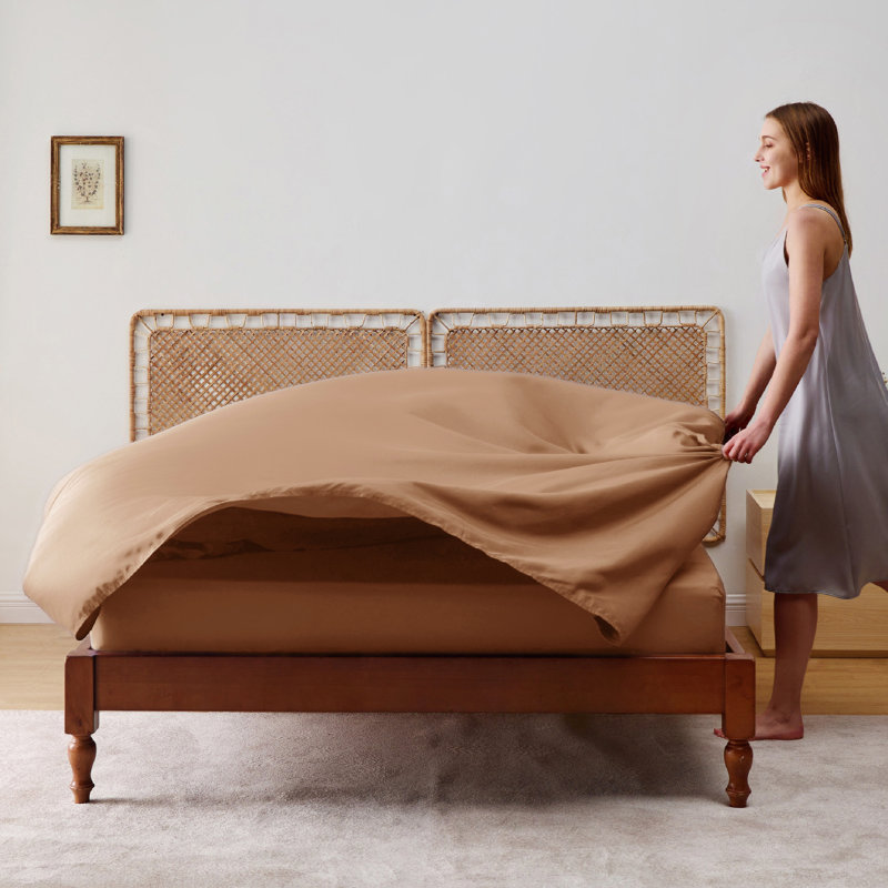 Essential Collection Cooling Rayon Derived from Bamboo Sheet Set, Twin Sheet Set with 1 Pillowcase, Taupe