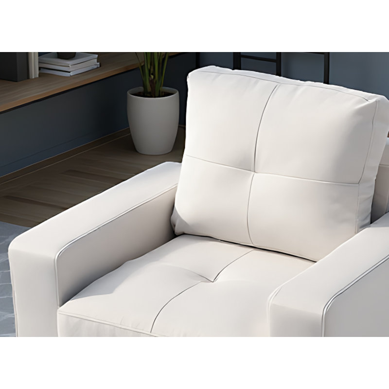 Fauteuil club en similicuir Worthen, Similicuir blanc