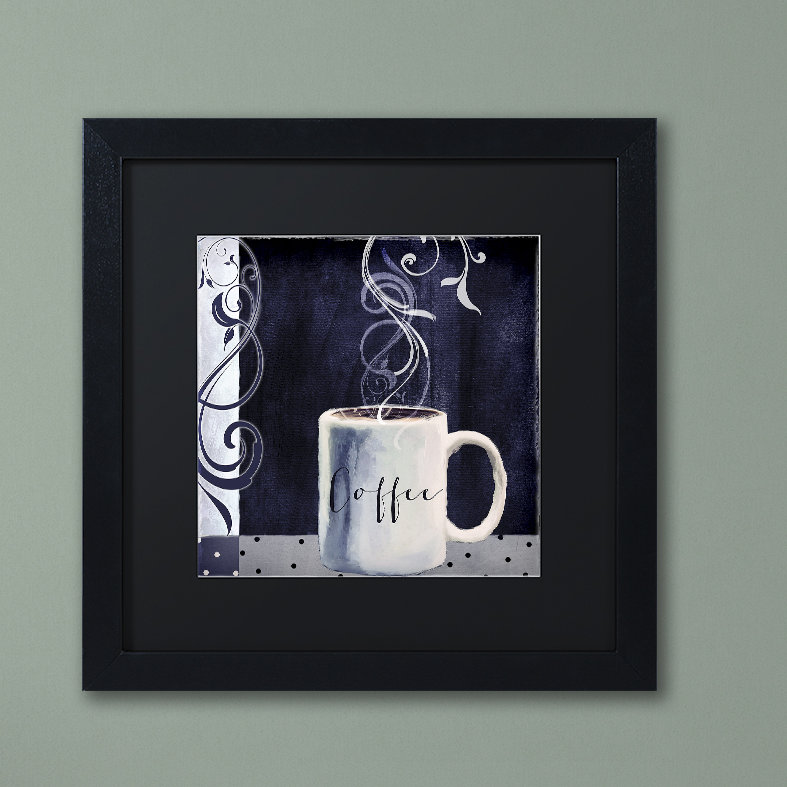 «Cafe Blue I» par Jadaya - Reproduction d'art graphique sur toile encadrée, H 11 po x l 14 po x P 0,5 po, Noir, Noir