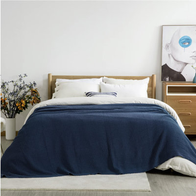 Bedsure Cotton Waffle Weave Throw Blanket