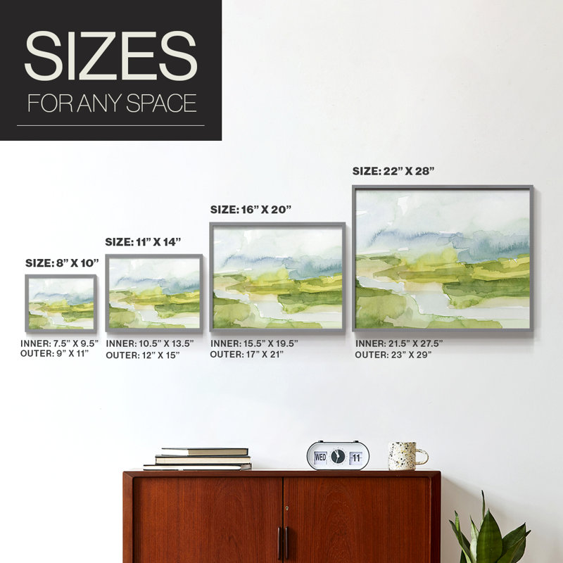 Watery Lowlands I - Reproduction encadrée - Restickable, Gris, H 16 po x l 20 po