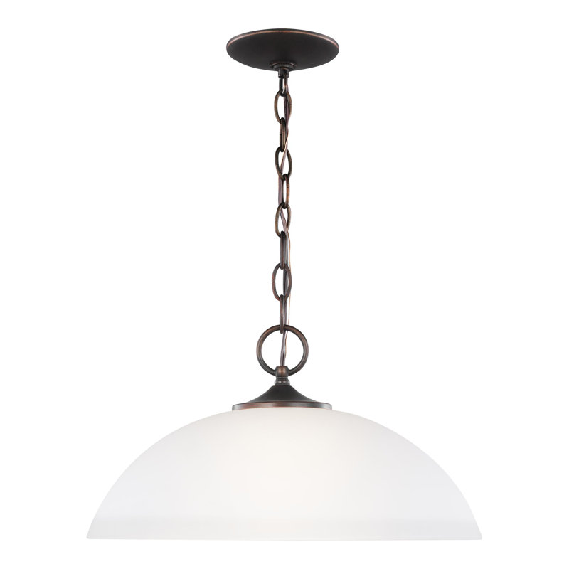 Luminaire suspendu en dome à 1 lumière, 100 watts, Non, Bronze