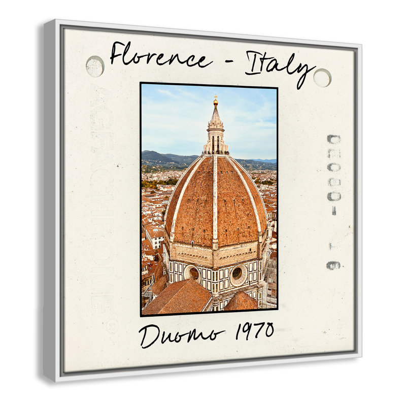 Florence Florence - Reproduction Duomo par Susan Jill, Toile encadrée flottée blanche, H 25,5 po x l 25,5 po x P 2 po