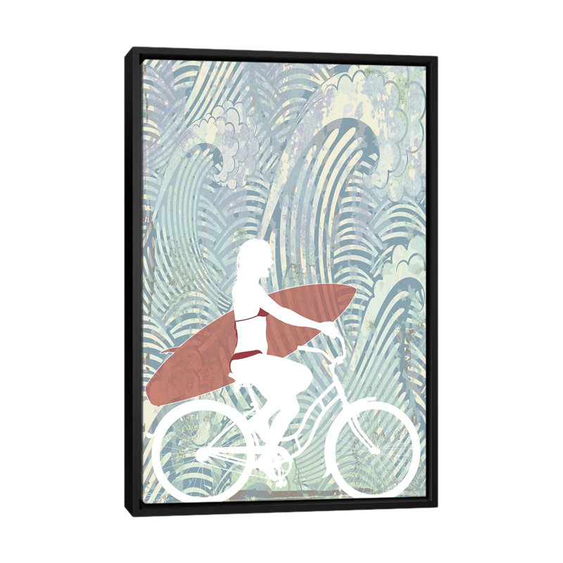 «Surf», reproduction sur toile, H 26 po x l 18 po x P 1,5 po, Toile avec cadre noir, Pas de tapis