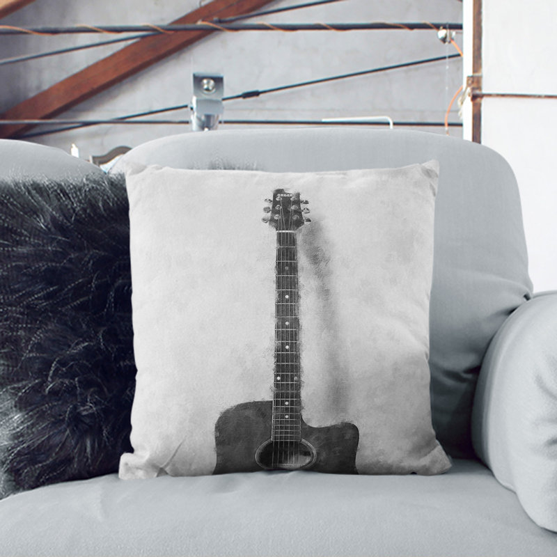 Acoustic Guitar Vol.2 Square Throw Cushion, Stone, 40cm H x 40cm W x 15cm D