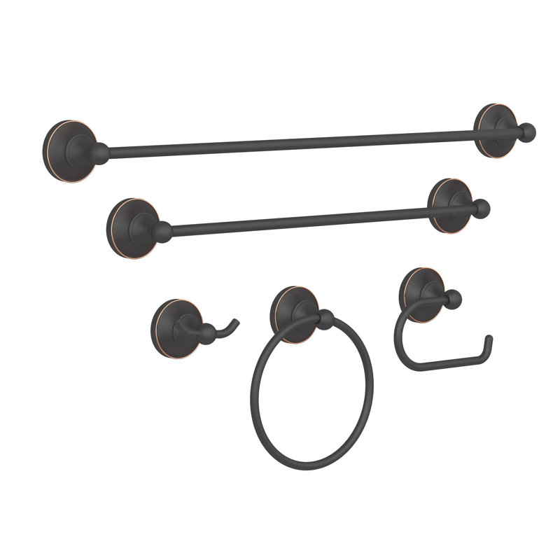 5 - Piece Bathroom Hardware Set, Black/brown
