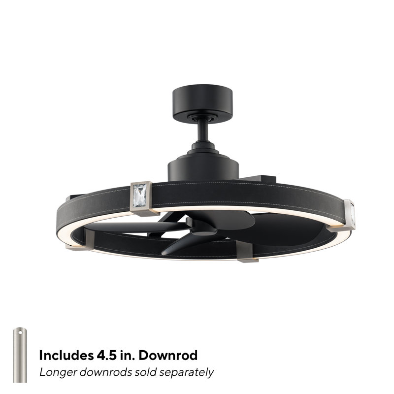 Atomic 1 Light Crystal LED Fandelier, Black Leather- Brushed Nickel