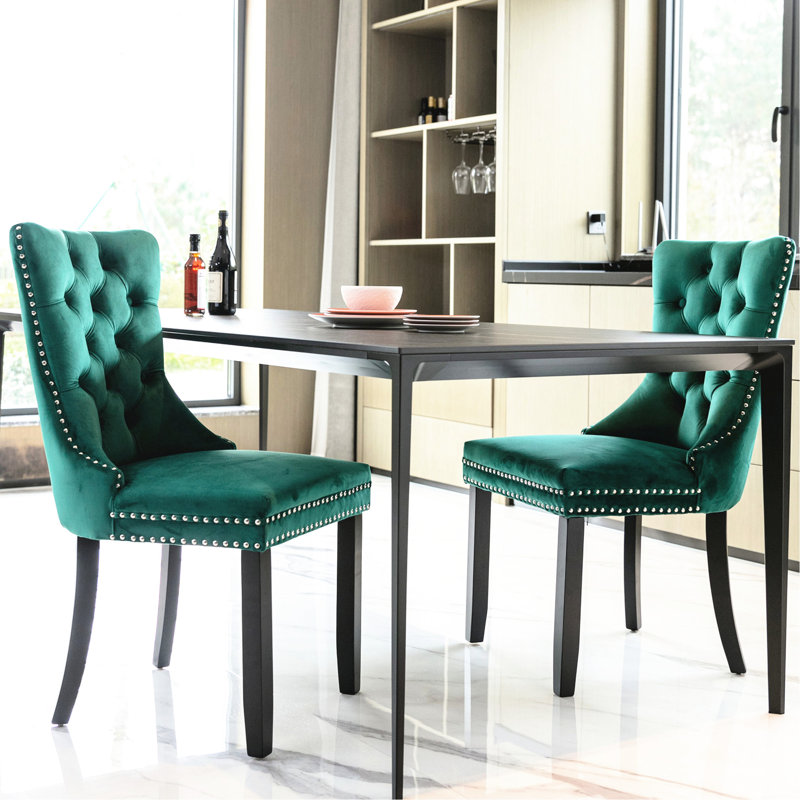 2 chaises de salle à manger Modern, Vert, Noir
