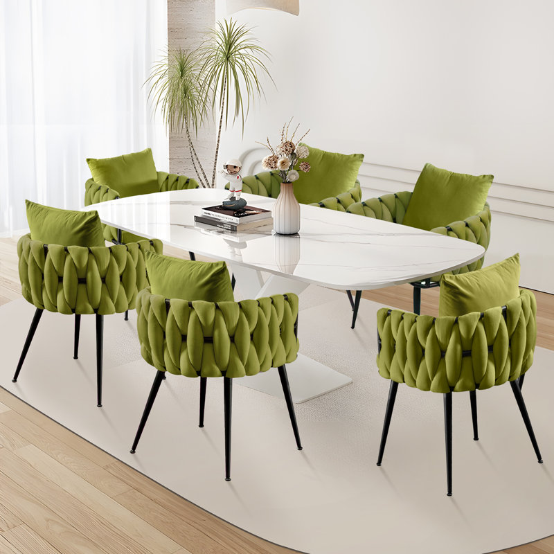 Chaise avec accoudoirs en velours Lazarre, Vert