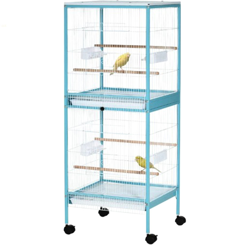 Cage à oiseaux de grand espace, maison de volière avec roulettes, quatre portes, habitat pour oiseaux facile à nettoyer