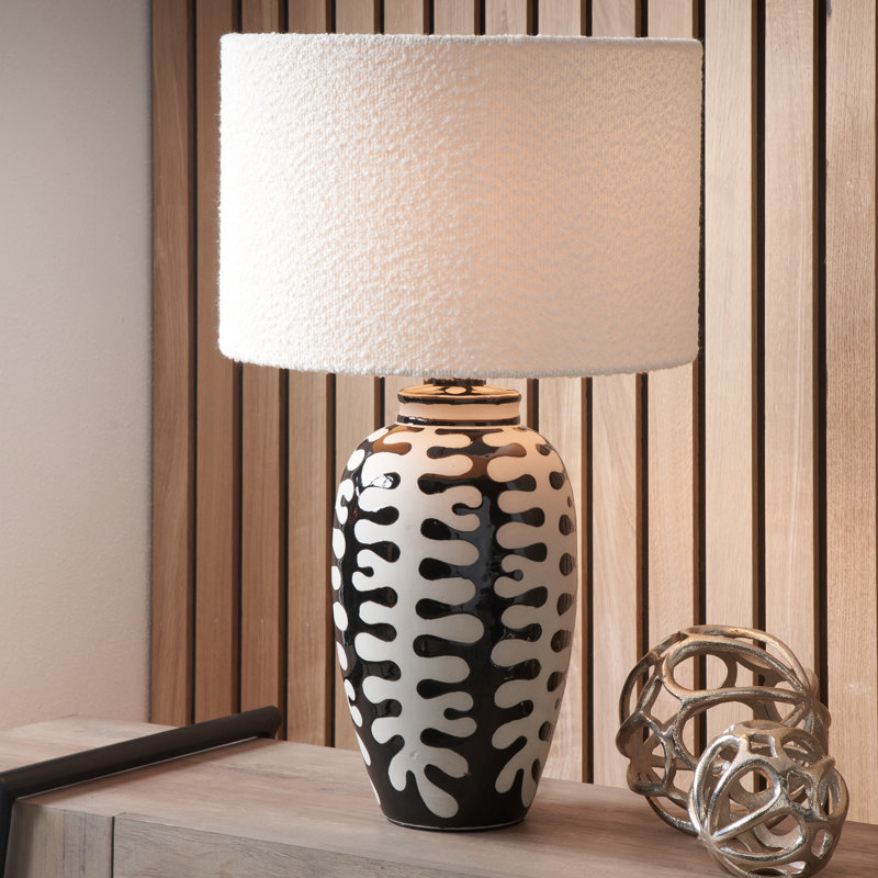 Round Boucle Lamp Shade (Uno) , White, 18cm H x 30cm W x 30cm D
