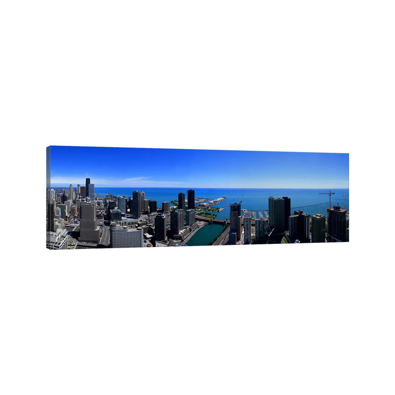 Buildings In A City, Chicago River, Chicago, Cook County, Illinois, USA - Wrapped Canvas Panoramic Print