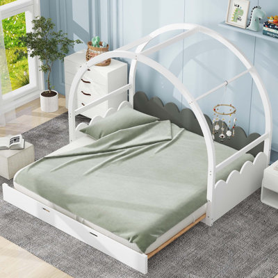 Twin Size Stretchable Vaulted Roof Bed, Children's Bed Pine Wood Frame -  Red Barrel StudioÂ®, E5B8DF5BF3684BA484A081E551FB18D8