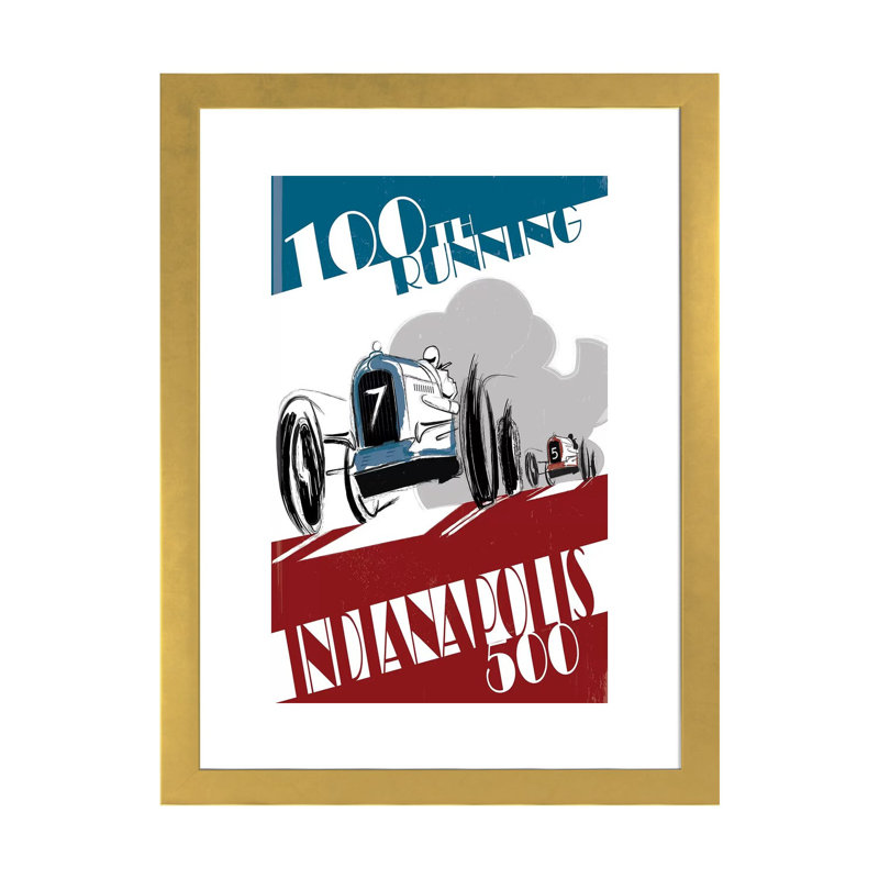 Impression graphique Indy 500 par Fly, Papier encadré doré, Blanc, H 24 po x l 16 po x P 1 po