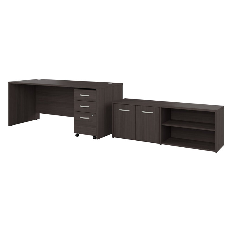 StudioC 3 Piece Computer Desk Office Set, Storm Gray
